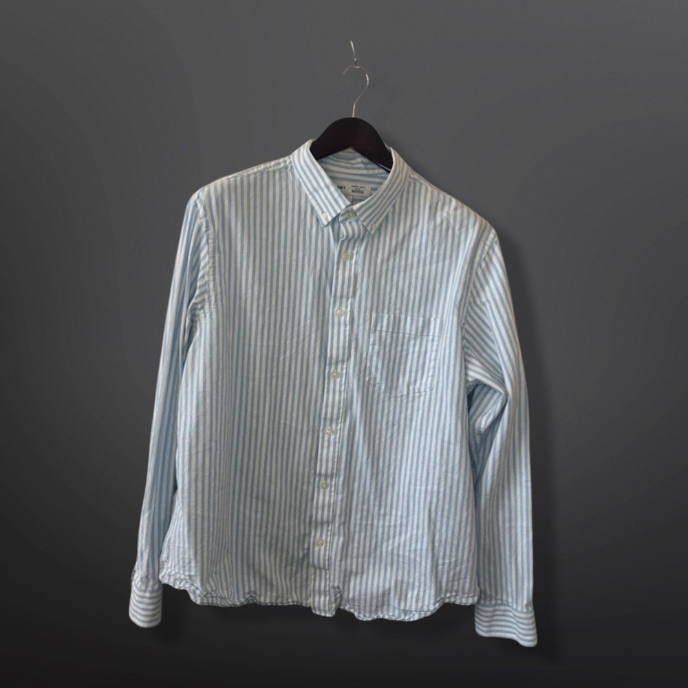 Men’s Old Navy Everyday Button Down Slim Fit Long Sleeve Striped Shirt Size XL